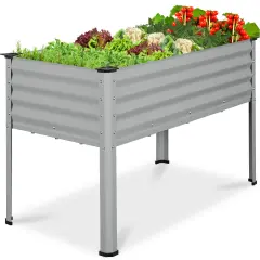Best Choice Products 48x24x30in Elevated Galvanized Metal Garden Bed w/ Corner Protectors Moonlight Gray