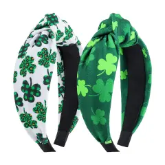 Knotted Clover Shamrock Headbands - Wide Hair Bands for Women and Girls, St. Patrick's Day Party Gifts