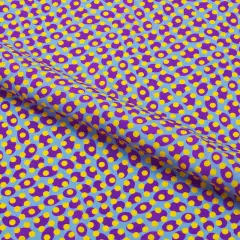 Lava Lamp Dots Printed Spandex Fabric Purple/Yellow