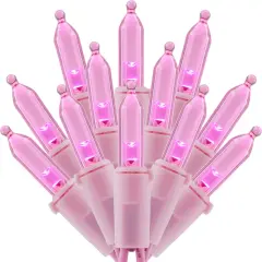 200 Pink LED Christmas Lights with Pink Wire, Pack of 2 Sets 33 ft 100 Count UL Certified Commercial Grade String Light (Pink)