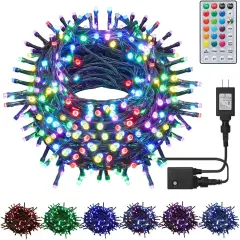 66ft Christmas Decorative Mini Lights, 200 LED RGB Changing 7 Functional Green Wire Fairy Halloween Lights with Remote Timer, Plug in Indoor Outdoor Xmas Wedding Party Decor