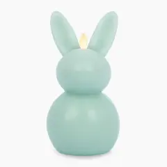 Flameless Candle Easter Bunny, Real Wax Moving Flame LED Candle with Timer, Holiday Table Decoration - 4.5" x 8" (Fresh Mint)