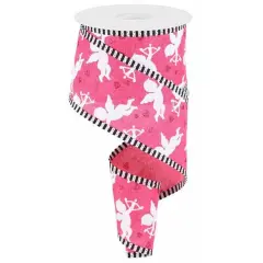 2.5" Cupid on Royal Stripe Ribbon: Hot Pink (10 Yard)