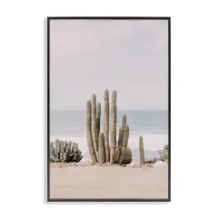 Stupell Industries Cactus on Beach Shore Framed Giclee Wall Art Design by Sisi and Seb