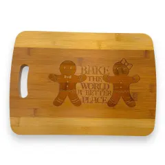 Bake the World a Better Place - Cutting Board 14''x9.5''x.5'' Bamboo