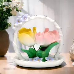 Ceramic Tulip Flowers Figurine, Wedding D&eacute;cor or Gift, Anniversary D&eacute;cor or Gift, Home D&eacute;cor, Vanity Decor