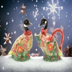 Ceramic Christmas Geese Sugar and Creamer Set, Home D&eacute;cor, Gift for Her, Gift for Mom, Farmhouse Kitchen D&eacute;cor, Christmas D&eacute;cor