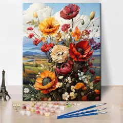 Paint by Number for Adults Flowers Paint by Numbers Poppy Paint Number Kits Colorful Flowers Kids Paint by Number Adult Paint by Number DIY Acrylic Craft Kits for Adults, 16 x20 Inch