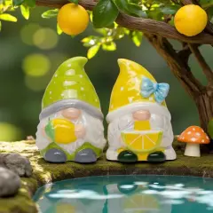 Ceramic Summer Lemon Gnome Salt and Pepper Shakers, Gnome Lover Gift, Fairy Garden Decor, Summer Decor, Kitchen Decor