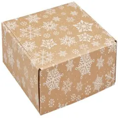 Pack/6: Kraft Snowflakes Decorative Mailer - 8 x 8 x 3"