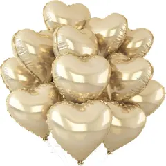 Champagne Gold Heart Balloons,12Pcs Light Gold Heart Shaped Foil Balloons,18Inch Gold Helium Mylar Balloon for Baby Shower Birthday Anniversary Wedding Party Decorations