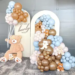 Blue Balloons Garland Arch Kit - DIY 112Pcs Double-Stuffed Balloon Garland Layer Cream Peach Pottery Clay Baby Blue Balloons Set