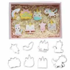 8 PC Unicorn Rainbow Mini Cookie Cutter Set