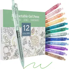 12Pack 0.5mm Quick Dry Retractable Gel Pen Set, Cute Transparent Fine Point Multicolor Note Taking Aesthetic lnk Pens, Comfort Grip 12 Ink Colors Drawing Writing School Office Home