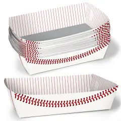 Big Dot of Happiness Baseball Party Paper Food Trays, Disposable Double-Sided Paper Food Holders for Nachos, Hot Dogs, French Fries - 12 Ct