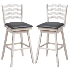 Costway Set of 2 Swivel Bar Stools Bar Height UpholsteredFaux Leather Dining Chairs