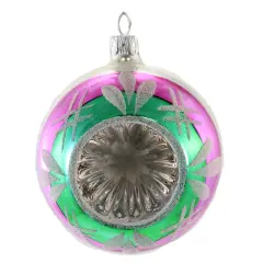 Golden Bell Collection 3.5 Inch Green / Purple Ball W/ Reflector Christmas Tree Ornament , Christmas Decor Ornament Czech Republic