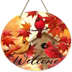 Welcome Fall Cardinal Front Door Porch Decor