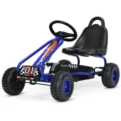 Costway Kids Pedal Go Kart 4 Wheel Ride On Toys w/ Adjustable Seat & Handbrake