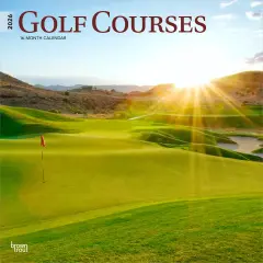 Golf Courses | 2026 12 x 24 Inch (Hanging) Monthly Square Wall Calendar | Plastic-Free