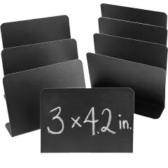 Juvale 8-Pack Mini Metal Chalkboard Stands - Erasable Signs for Tables, Weddings, and Parties, 3 x 4 Inches Black