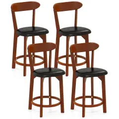 Costway 23.5" Bar Stool Set of 2/4 with Curved Backrest & Footrest Counter Height Stools