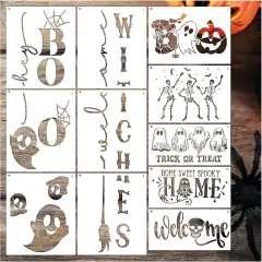 Halloween Stencils - Large Boo, Witch, Skeleton, and Ghost