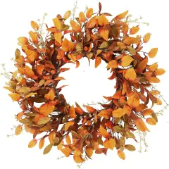 Autumn Fall Leaves Small Pumpkins Fall Wreath