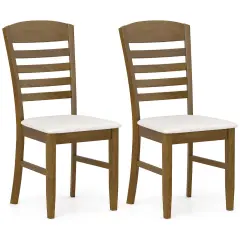 Costway Wood Dining Chairs Set of 2/4 Fabric Upholstered Side Chairs with Rubber Wood Frame