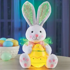 Collections Etc Fiber Optic Easter Bunny Plush Decoration