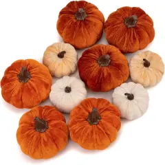 10PCS Assorted Velvet Pumpkins Small Fake Pumpkins