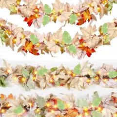 9FT Plug in Fall Garland with Lights - Warm Light