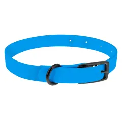MiMu Medium Silicone Dog Collar - Blue 19.5in Stylish Dog Collar with Prong Buckle