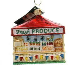 Old World Christmas 3.5 Inch Farmer's Market Stand Tree Ornament , Harvest Fresh Produce Multicolored
