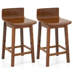 Costway 24.5" Counter Height Bar Stools Set of 2/4 with Footrest Solid Rubber Wood Legs