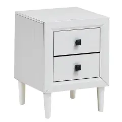 Costway Nightstand End Bedside Coffee Table Wooden Leg Storage DrawersWhite