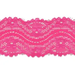5 Yards of Cora 2 1/4"Stretch Raschel Lace Trim | 5 yard cut Fuchsia