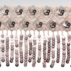 5 yards of Emmalyne Double Diamond Sequin Spangle Fringe | 5 yard cut Rose Gold