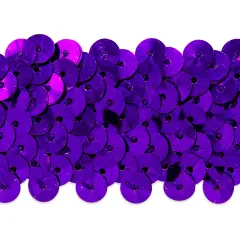 5 yards of 3 Row 1 1/4" Metallic Stretch Sequin Trim | 5 yard cut Purple