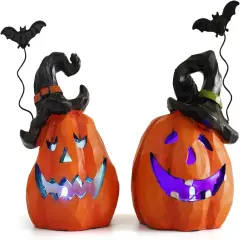 Halloween Resin Pumpkin Duo Set - Orange 2 SET