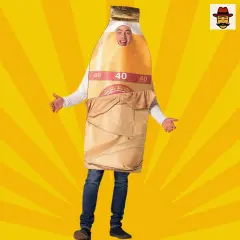 Bottle in Brown Bag Costume Funny Beverage Foam Tunic Photo Print Adult Halloween Party Outfit