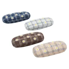Hard Shell Sunglasses Case for Women, Eyeglass and Eyewear Holders in 4 Plaid Designs (4 Pack) Multicolor