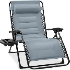 Best Choice Products Oversized Padded Zero Gravity Chair, Folding Outdoor Patio Recliner w/ Side Tray Breeze Blue