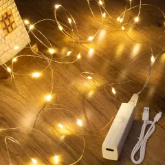 1 Pack Rechargeable Fairy Lights (6FT, Warm White)