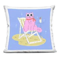 Stupell Industries Summer Beach Chair Cat Indoor Pillow, 18 x 7 x 18