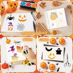 Halloween Stencils for Crafts Reusable Burning Drawing(Art Deco)