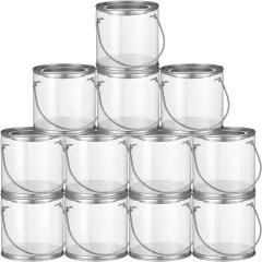 12 Pack Clear Paint Cans with Metal Lids