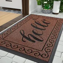 Outdoor Indoor Door Mat Outside Entrance 29.5 x 17, 100% Waterproof All-Season Front Welcome Mat, Washable Heavy Duty Doormat, Stain and Fade Resistant, Low Profile, Easy Clean,Maroon