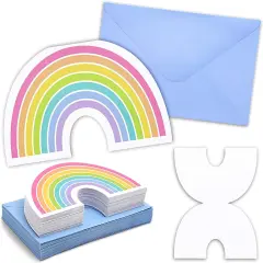 Die-Cut Rainbow Invitation Cards with Envelopes (36 Pack) Multicolor