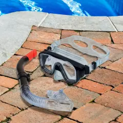 Swimline Manatee Dry Top with Purge Valve Aviator Mask and Snorkel Set - 15" Black